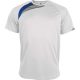 Proact unisex rövid ujjú kereknyakú sportpóló színes panelekkel PA436, White/Sporty Royal Blue/Storm Grey-XL