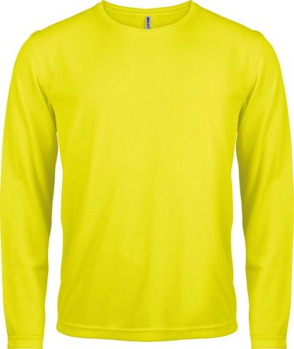 Proact férfi hosszú ujjú kereknyakú sportpóló PA443, Fluorescent Yellow-2XL