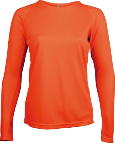 Proact Női hosszú ujjú kereknyakú sportpóló PA444, Fluorescent Orange-XL