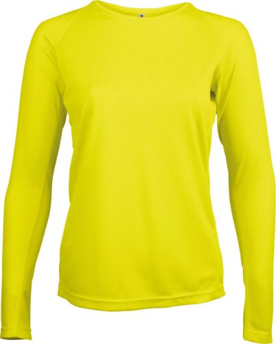 Proact Női hosszú ujjú kereknyakú sportpóló PA444, Fluorescent Yellow-XS