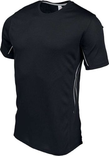 Proact férfi rövid ujjú sportpóló fényvisszaverő csíkokkal PA465, Black/Silver-XL