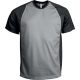 Proact raglánujjú kétszínű unisex rövid ujjú sportpóló PA467, Fine Grey/Black-2XL