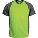 Proact raglánujjú kétszínű unisex rövid ujjú sportpóló PA467, Lime/Dark Grey-S