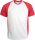 Proact raglánujjú kétszínű unisex rövid ujjú sportpóló PA467, White/Red-S