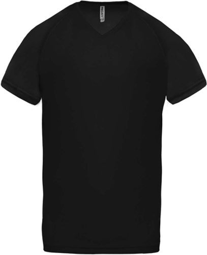 Proact férfi V-nyakú rövid ujjú sportpóló PA476, Black-2XL