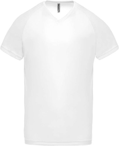 Proact férfi V-nyakú rövid ujjú sportpóló PA476, White-2XL