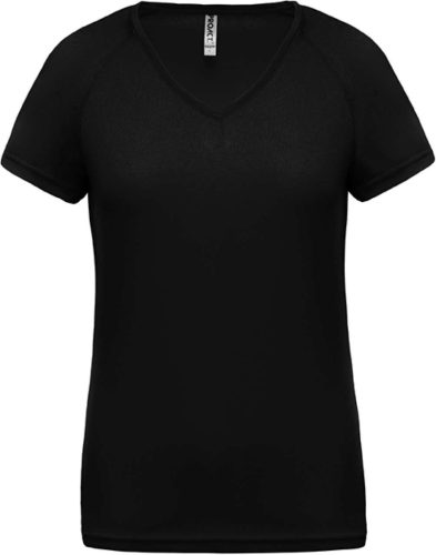 Proact Női rövid ujjú V-nyakú sportpóló PA477, Black-2XL