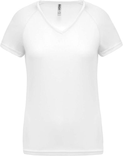 Proact Női rövid ujjú V-nyakú sportpóló PA477, White-2XL