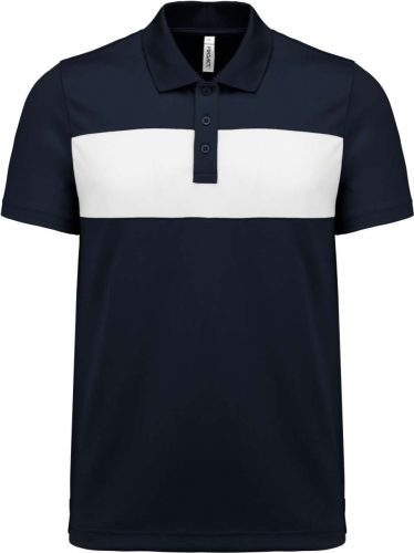 Proact rövid ujjú galléros unisex sprtpóló kontrasztos betéttel PA493, Sporty Navy/White-S