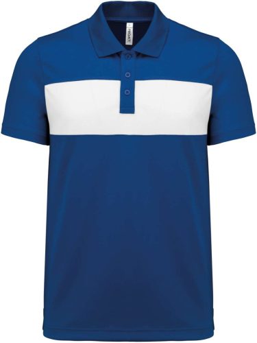 Proact rövid ujjú galléros unisex sprtpóló kontrasztos betéttel PA493, Sporty Royal Blue/White-M