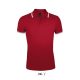 SOL'S PASADENA férfi galléros póló kontrasztos csíkokkal SO00577, Red/White-2XL