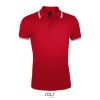 SOL'S PASADENA férfi galléros póló kontrasztos csíkokkal SO00577, Red/White-2XL