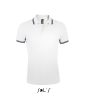 SOL'S PASADENA férfi galléros póló kontrasztos csíkokkal SO00577, White/Navy-2XL