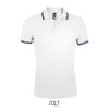 SOL'S PASADENA férfi galléros póló kontrasztos csíkokkal SO00577, White/Navy-2XL