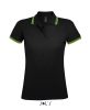 SOL'S PASADENA Női galléros póló kontrasztos csíkokkal SO00578, Black/Lime-2XL