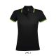 SOL'S PASADENA Női galléros póló kontrasztos csíkokkal SO00578, Black/Lime-2XL