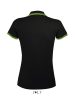 SOL'S PASADENA Női galléros póló kontrasztos csíkokkal SO00578, Black/Lime-2XL