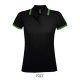 SOL'S PASADENA Női galléros póló kontrasztos csíkokkal SO00578, Black/Lime-M