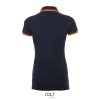 SOL'S PASADENA Női galléros póló kontrasztos csíkokkal SO00578, French Navy/Neon Orange-2XL