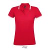 SOL'S PASADENA Női galléros póló kontrasztos csíkokkal SO00578, Red/White-2XL