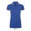 SOL'S PASADENA Női galléros póló kontrasztos csíkokkal SO00578, Royal Blue/Neon Coral-2XL