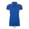 SOL'S PASADENA Női galléros póló kontrasztos csíkokkal SO00578, Royal Blue/Neon Coral-2XL