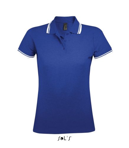 SOL'S PASADENA Női galléros póló kontrasztos csíkokkal SO00578, Royal Blue/White-2XL