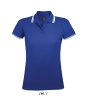 SOL'S PASADENA Női galléros póló kontrasztos csíkokkal SO00578, Royal Blue/White-S