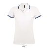 SOL'S PASADENA Női galléros póló kontrasztos csíkokkal SO00578, White/Navy-2XL