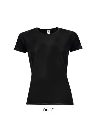 SOL'S raglános Női rövid ujjú sport póló SO01159, Black-L