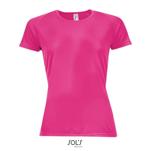 SOL'S raglános Női rövid ujjú sport póló SO01159, Neon Pink 2-L