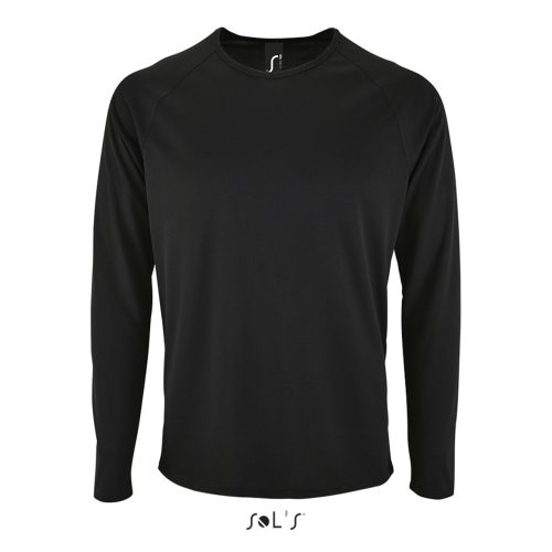 SOL'S hosszú ujjú férfi sport póló SO02071, Black-M