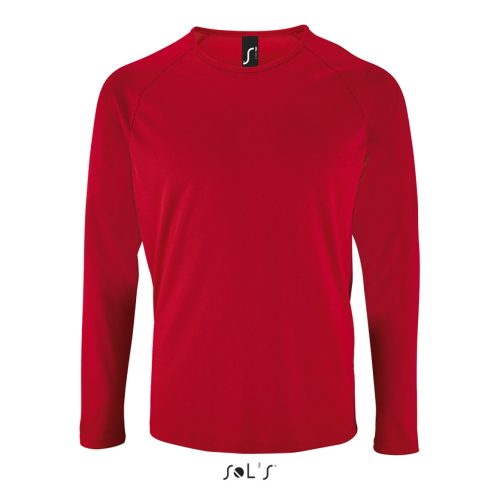 SOL'S hosszú ujjú férfi sport póló SO02071, Red-L