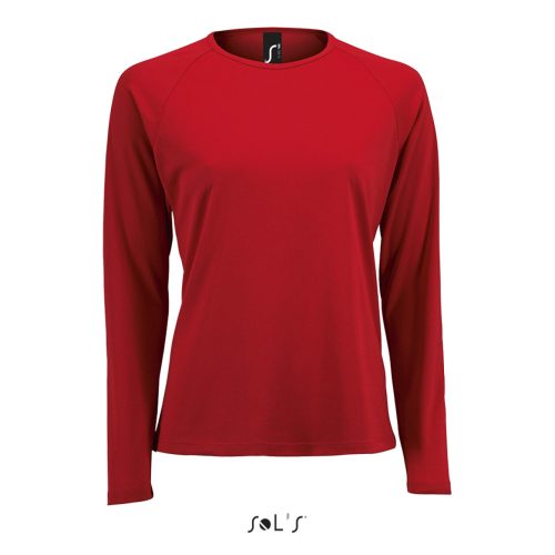 SOL'S Női hosszú ujjú sport póló SO02072, Red-2XL