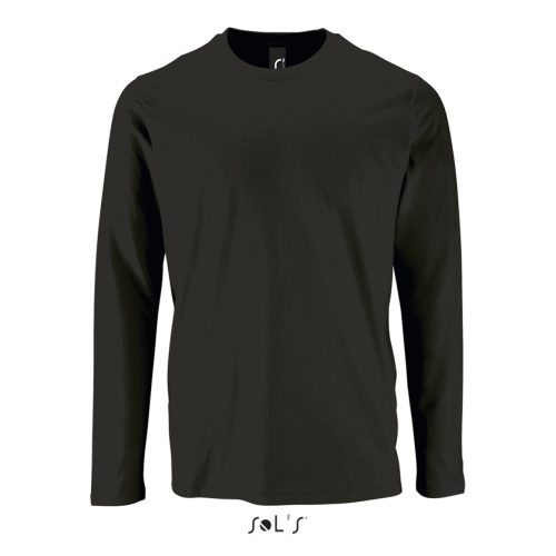 SOL'S IMPERIAL férfi hosszú ujjú környakas pamut póló SO02074, Deep Black-L