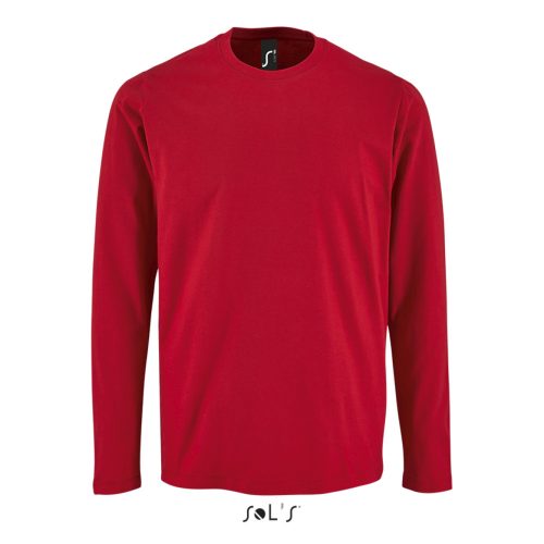 SOL'S IMPERIAL férfi hosszú ujjú környakas pamut póló SO02074, Red-XL