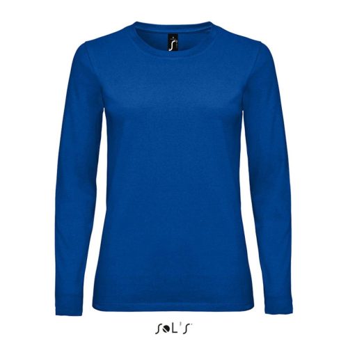 SOL'S IMPERIAL Női hosszú ujjú környakas pamut póló SO02075, Royal Blue-L