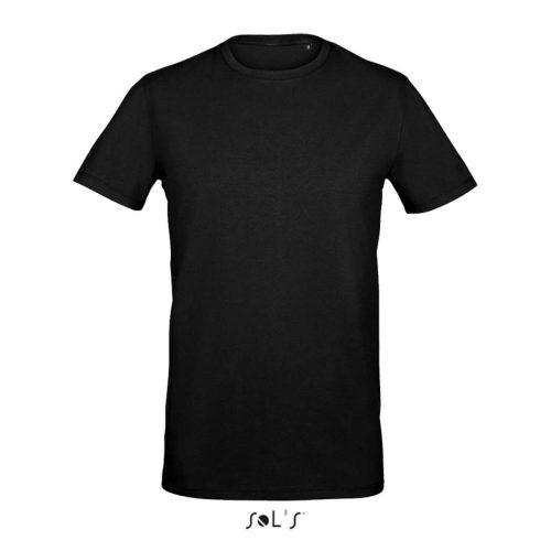 SOL'S MILLENIUM férfi sztreccs póló, kereknyakú rövid ujjú SO02945, Deep Black-3XL