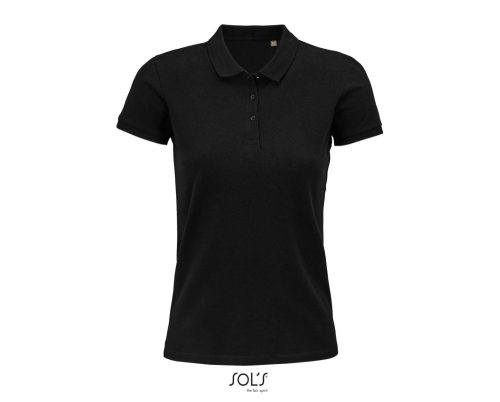 SOL'S PLANET organikus rövid ujjú Női galléros póló SO03575, Black-2XL