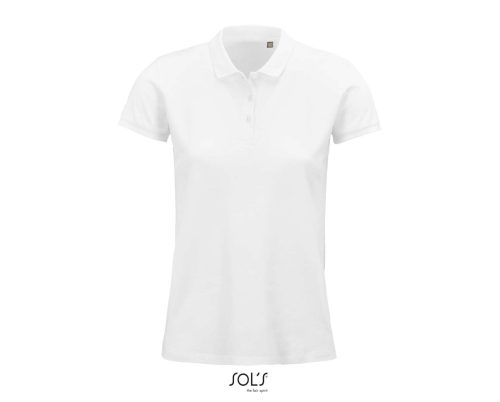 SOL'S PLANET organikus rövid ujjú Női galléros póló SO03575, White-3XL