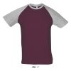 SOL'S FUNKY raglános kétszínű férfi rövid ujjú póló SO11190, Grey Melange/Burgundy-S