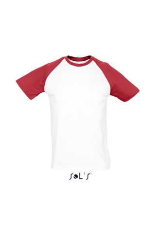 SOL'S FUNKY raglános kétszínű férfi rövid ujjú póló SO11190, White/Red-S