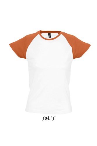 SOL'S MILKY raglános kétszínű Nöi rövid ujjú póló SO11195, White/Orange-2XL