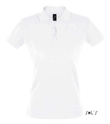 SOL'S PERFECT három gombos Női rövid ujjú galléros piké pamut póló SO11347, White-2XL