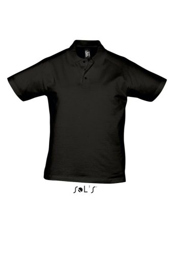 SOL'S PRESCOTT férfi rövid ujjú galléros pamut piké póló SO11377, Deep Black-2XL