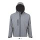 SOL'S REPLAY kapucnis cipzáras férfi softshell dzseki SO46602, Grey Melange-S