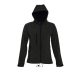 SOL'S REPLAY kapucnis cipzáras Női softshell dzseki SO46802, Black-S