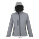 SOL'S REPLAY kapucnis cipzáras Női softshell dzseki SO46802, Grey Melange-2XL