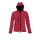 SOL'S REPLAY kapucnis cipzáras Női softshell dzseki SO46802, Pepper Red-M