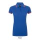 SOL'S PASADENA Női galléros póló kontrasztos csíkokkal SO00578, Royal Blue/Neon Coral-L